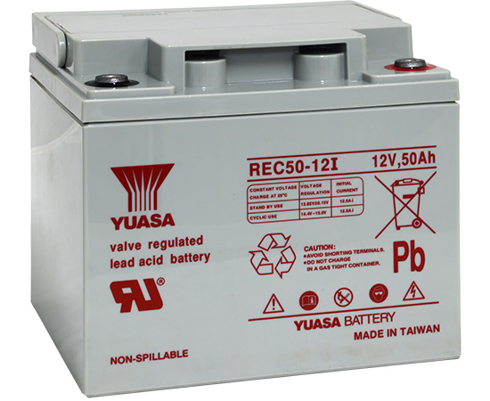 REC50-12, Yuasa Rechargeable Battery, Lead-Acid, 12V, 50Ah, Screw  Terminal, M5